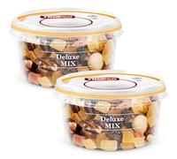 Tropgo Deluxe Mix 180g - Pack of 2 - Mixed Nuts & Dried Fruits in a Resealable and Recyclable Nut Tub - Contains Fibre, Protein, Essential Minerals - Wholesome Trail Mix - Healthy Snacks for All Ages