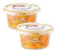 Tropgo Diced Mango 200g - Pack of 2 - Dried Fruit Snacks in Resealable and Recyclable Tub - Non-GMO, Fat-Free, Additives Free - Healthy Snacks for Kids and Adults