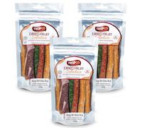 Tropgo Dried Fruit Bites - Mini Mango Sticks with Mixed Fruit Flavours - Pack of 3 - Flavoured Snack Pouches with Peach, Passion, Kiwi, Blueberry, Strawberry and Raspberry