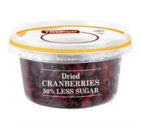 Tropgo Dried Cranberries 50% Less Sugar 190g - Dried Fruit in Resealable and Recyclable Tub - Quick Energy Boost & Wholesome Trail Mix - Ready-to-Eat Dehydrated Fruit Snacks for Kids and Adults