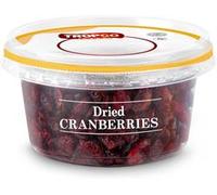Tropgo Dried Cranberries 190g - Dried Fruit in Resealable and Recyclable Tub - Quick Energy Boost & Wholesome Trail Mix - Ready-to-Eat Dehydrated Fruit Snacks for Kids and Adults