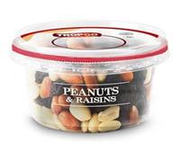 Tropgo Peanuts and Raisins 200g Tub - Peanuts and Dried Fruit in Resealable and Recyclable Tub - Wholesome Trail Mix with Fibre, Protein, and Essential Minerals - Healthy Nuts for All Ages