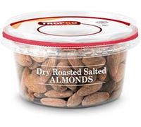 Tropgo Roasted Salted Almonds 180g Tub - Almond Nuts in Resealable and Recyclable Tub - Wholesome Trail Mix with Fibre, Protein, and Essential Minerals - Healthy Nuts for All Ages