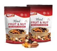 Tropgo Mixed Fruit & Nut 500g Resealable Bag Pack of 2 - Diced Mango, Pineapple & Papaya, Macadamia Nuts, Cranberries, Pecans - Healthy Snack for Work, School, Gym, Lunchboxes, Travel, Cupboards