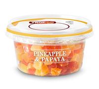 Tropgo Pineapple & Papaya 200g - Diced Fruit Snacks in Resealable and Recyclable Tub - Non-GMO, Gluten Free, Fat-Free, Additives Free - Healthy Snacks for Kids and Adults