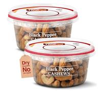 Tropgo Roasted Salted Black Pepper Cashews 2 x 180g - Healthy Flavoured Nuts in a Resealable and Recyclable Tub - Vegan Snack Made in Fibre and Protein Rich Cashew Nuts