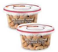 Tropgo Roasted Unsalted Cashews 180g Tub - Pack of 2 - Cashew Nuts in Resealable and Recyclable Tub - Wholesome Trail Mix with Fibre, Protein, and Essential Minerals - Healthy Snacks for All Ages