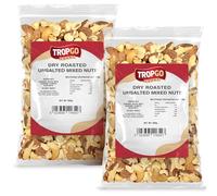 Tropgo Roasted Unsalted Mixed Nuts 2 × 500g (1KG) - Packed Fresh, Healthy Nuts with Fibre, Protein, and Minerals - Perfect for Snacking - Includes Almonds, Brazil Nuts, Cashews, Peanuts, & Hazelnuts