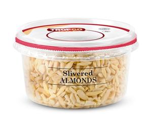 Tropgo Slivered Raw Almonds - Fresh Chopped Almond Nuts in a Resealable and Recyclable Tub - Fibre and Protein Rich Guilt Free Sliced Almond Nuts Snack - Ideal Healthy Snack for all Ages (150G)