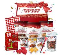 Tropgo Treats of Joy Valentine's Day Food Box - Tasty Dried Fruit Snacks, Nut Selection Gift Box with Heart Sticker, Felts and Heart Pen - Roasted Nuts & Chocolate Valentines Gifts for Him and Her