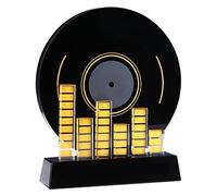 Trophies, Medals Awards Black Crystal Trophy Music Awards Ceremony Trophy DJ Disc Award Souvenir Trophy Competition Engraved Trophy Music Record Trophy (Color : Black, Size : 18 * 21cm)