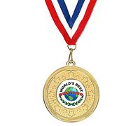Trophies Plus Medals Gold Star World's Best Brother Medal With Red, White & Blue Ribbon 50mm (2")