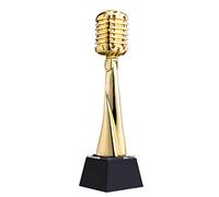 Trophies Trophy Microphone Trophy A Trophy That Can Be Placarded Singing Competition Golden Trophy Children's Event Prizes Champion Gift (Color : Gold, Size : 30.5 * 8cm)