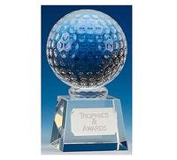 TROPHIESPLUSMEDALS 3D Crystal Golf Ball Award - Optical Glass Trophy, Free Engraving | 9.5cm | Perfect Presentation & Achievement Gift