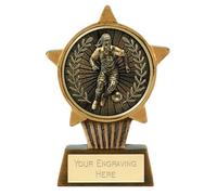 TROPHIESPLUSMEDALS Football Female Mini Star Trophy - 10cm Resin Small Star Award Cup for Football Competitions, Schools & Events | Personalised Football Trophy Cup | Perfect Mini Sporting Trophies