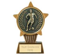 TROPHIESPLUSMEDALS Football Male Mini Star Trophy - 10cm Football Trophy Cup Award for Kids & Adults with Personalised Engraving Plate | Fantasy Football Cup Trophy for Players, Schools & Clubs