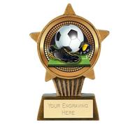 TROPHIESPLUSMEDALS Football Player Mini Star Trophy - 10cm Resin Small Award for Football Competitions, Schools, Clubs & Events | Personalised Football Trophy Cup | Perfect Mini Sporting Prizes