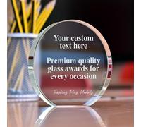 TROPHIESPLUSMEDALS | Glass Award - 12x12x1.5cm | Elegant Circular Crystal Trophy for Recognition & Achievement | Personalised Engraving Available for Corporate, Academic, Sports & Special Occasions