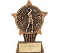 TROPHIESPLUSMEDALS Male Golf Mini Star Trophy, 10cm, Engraving