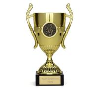 TROPHIESPLUSMEDALS Music Classic Gold Merit Trophy Cup, 15cm