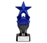 TROPHIESPLUSMEDALS Personalised Blue Black Star Trophy, 18cm, Engraving