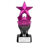 TROPHIESPLUSMEDALS Personalised Pink & Black Star Trophy - Premium Award, Free Engraving | 18cm | Kids Party, Sports & School Reward
