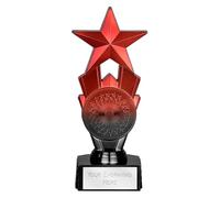 TROPHIESPLUSMEDALS Personalised Red Black Star Trophy, 18cm, Engraving