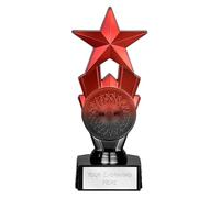 TROPHIESPLUSMEDALS Personalised Red & Black Star Trophy - Premium Award, Free Engraving | 18cm | Kids Party, Sports & School Reward