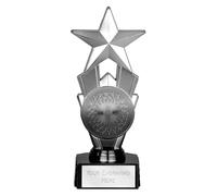 TROPHIESPLUSMEDALS Personalised Silver & Black Star Trophy - Premium Award, Free Engraving | 18cm | Kids Party, Sports & School Reward
