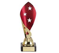 TROPHIESPLUSMEDALS Red & Gold Cone Festival Star Award - 17 cm 6 3/4" | Trophy-Style Prize on Black Marble Base |Stylish Look with Cut-Out Stars | Ideal for Celebrating Achievements