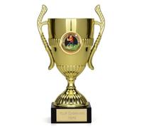 TROPHIESPLUSMEDALS Rounders Action Gold Merit Trophy Cup, 15cm