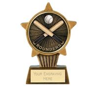 TROPHIESPLUSMEDALS Rounders Mini Star Trophy | 10cm Resin Small Star Trophy Cup for Rounders Competitions & School Awards | Personalised Engraving Trophy | Durable Resin Mini Trophy and Keepsake