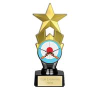 TROPHIESPLUSMEDALS Shooting Rifle Trophy | Gold finish with a durable body and a marble base with free engraving. Ideal for shooting awards.