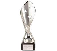 TROPHIESPLUSMEDALS Silver Cone Festival Star Award - 17 cm / 6 3/4" | Trophy-Style Prize on Black Marble Base |Stylish Look with Cut-Out Stars | Ideal for Celebrating Achievements