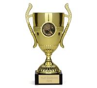 TROPHIESPLUSMEDALS Squash Word & Racquets Gold Merit Trophy Cup, 15cm