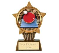 TROPHIESPLUSMEDALS Table Tennis Mini Star Trophy | Small 10cm Resin Star Award for Table Tennis Players, Clubs & Tournaments | Personalised Engraved Trophy | Lightweight Durable Resin Trophy