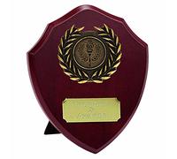 TROPHIESPLUSMEDALS Triumph Gold Laurel Wooden Presentation Shield - Self-Standing, Free Engraving | 20cm | Achievement Recognition