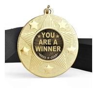 TROPHIESPLUSMEDALS | You Are A Winner Medal & Ribbon | 50mm Gold Medal Award Metal Base | Perfect Medals for Sports Competitions, Academic Achievements, and Recognition Events