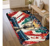 Trophy Area Rug, Sport Contemporary Colorful Splashes Lines None Red Non-Slip Doormat Rectangle Print Accents Rug Bathroom Entryway Bedside Doorway Decor 3' X 5'