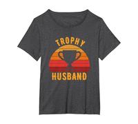 Trophy Husband, Funny Design for Cool dad or dad T-Shirt, Women's Plus, Dark Heather Grey, 2X