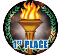 Trophy Monster 1st Place Trophy and Medal Centres Pack of 25x Flat or Acrylic Domed Vinyl Inserts | Emblem or Your OWN LOGO | 25mm or 50mm | (4 pack sizes)