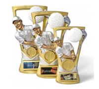 Trophy Monster 3 Piece Golf Award Pack Complete for Golf Day | Engraved Plates Included | Made from Resin | Bulk Pack Deal