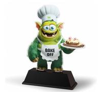 Trophy Monster Biscuitto - The Bake Off Award | Engraving Included | Five Sizes | Mounted on Black Base | Made from 4mm Thick Printed Acrylic (100mm-175mm)