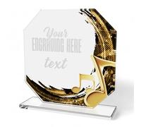 Trophy Monster Crystal Music Award Made from 6mm Thick Printed Glass | FREE Personalisation | for Clubs & Presentations | 150mm