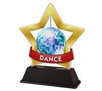Trophy Monster Dance Glitter Ball Star Award Free Engraved Plate | for Clubs & Schools | Gold, Silver or Bronze | Made from Printed Acrylic (3 sizes 95mm-160mm)