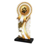 Trophy Monster Dog Gold Rosette Trophy Size 180mm | for Clubs, Competitions & Special Doggies | Made from 10mm thick Printed Acrylic