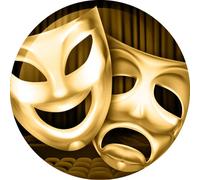 Trophy Monster Drama School Gold or Colour Trophy and Medal Centres Pack of 25x Flat or Acrylic Domed inserts | Emblem or Your OWN LOGO | 25mm or 50mm | (4 pack sizes)