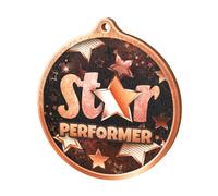 Trophy Monster Eco Friendly Bronze Star Performer Medal 5 Sizes (50-90mm) | 10 Colour Options! | FREE Medal Neck Ribbon | Made from Sustainable Printed 4mm Thick Birch Plywood