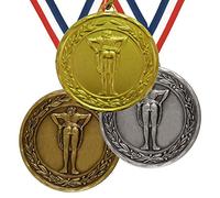Trophy Monster Embossed Metal 50mm Bottom Place Stag Laurel Medal and Ribbon Thick Heavyweight | Gold, silver or bronze
