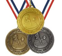 Trophy Monster Embossed Metal 50mm Football Player Stadium Laurel Medal and Ribbon Thick Heavyweight | Gold, silver or bronze